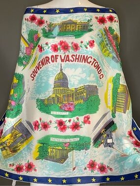 Rare Vintage 50s 60s Washington DC Souvenir Scarf 28 In Excellent Condition
